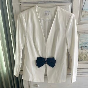 VENUS White and Black Blazer with Bow Detail